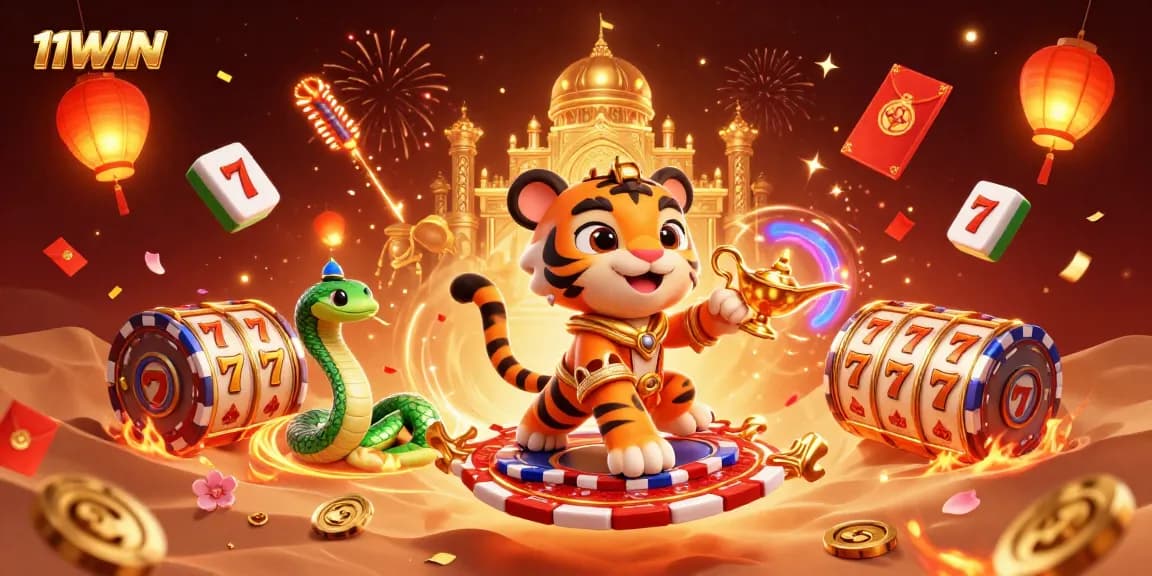 Engage with 11WIN's thrilling casino adventure featuring slots and jackpots in a vibrant scene.
