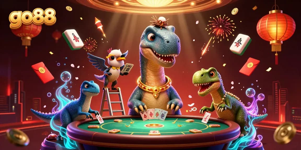 Experience thrilling gameplay at go88 with a vibrant, bustling casino scene showcasing animated characters and colorful game elements.