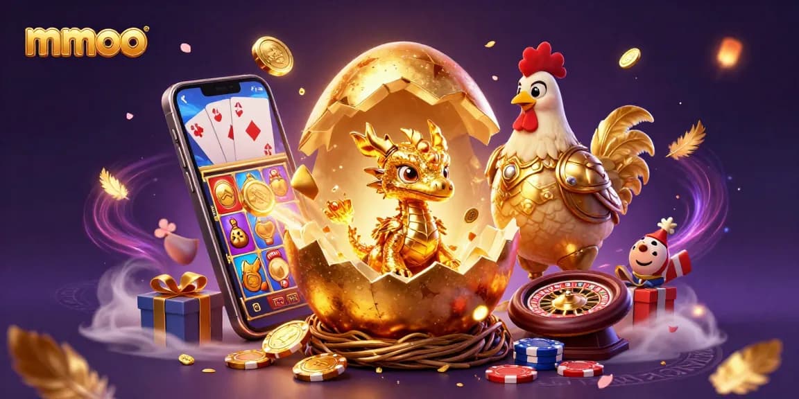 Watch the mmoo crystal baby dragon play among golden poker chips in this vibrant casino scene.