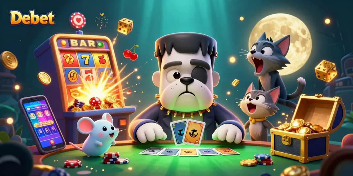 Engage with Debet's thrilling casino adventure featuring unique characters and vibrant game elements.