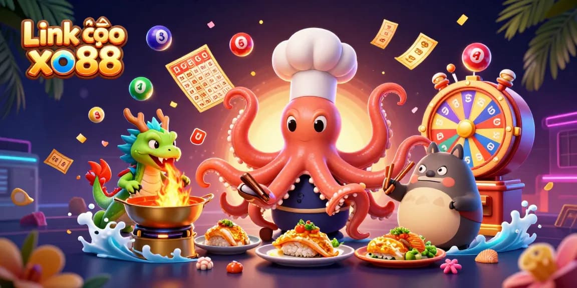 Engage with thrilling games and bonuses at Link vào xo88, featuring lively gambling characters.