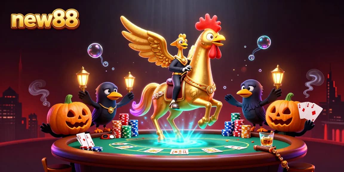 Experience thrilling gameplay at new88 with a vibrant casino scene filled with cards, chips, and excitement.
