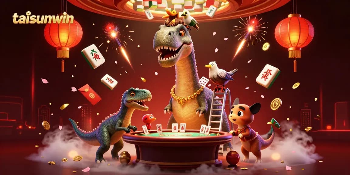 Experience sensational gaming at taisunwin with a whimsical casino scene, featuring cartoon characters and vibrant elements.