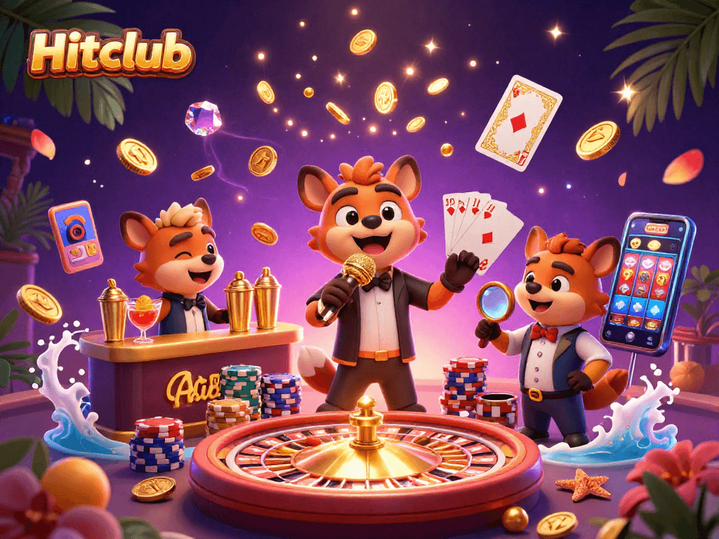 Experience the vibrant Hitclub, a comedy casino with animated hyenas, thrilling games, and lively atmosphere.