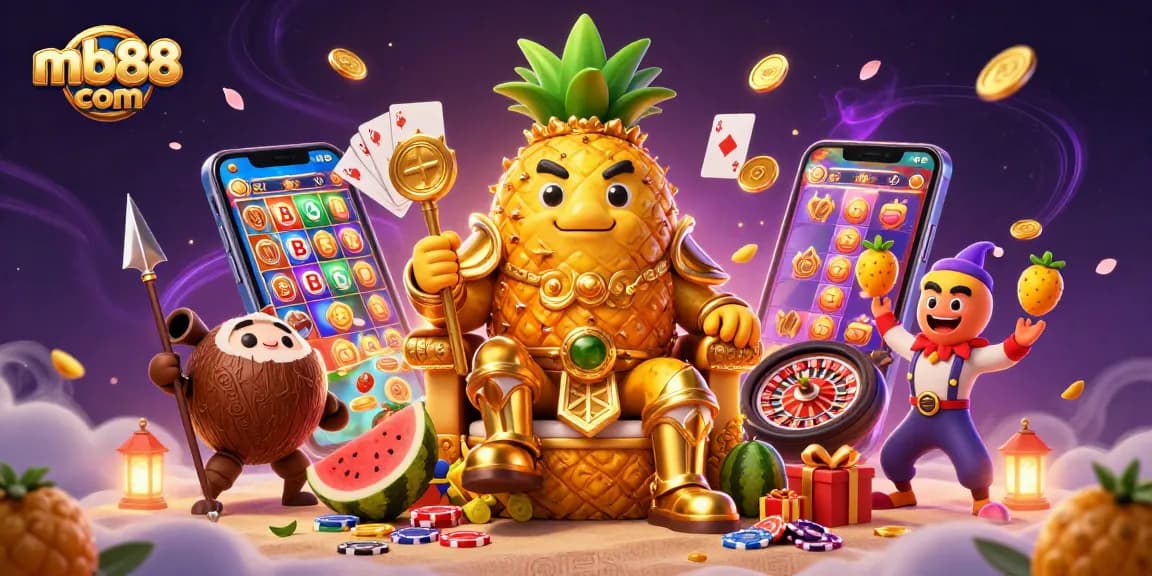 Engage in thrilling gameplay at mb88 com with vibrant characters in a dynamic casino scene.