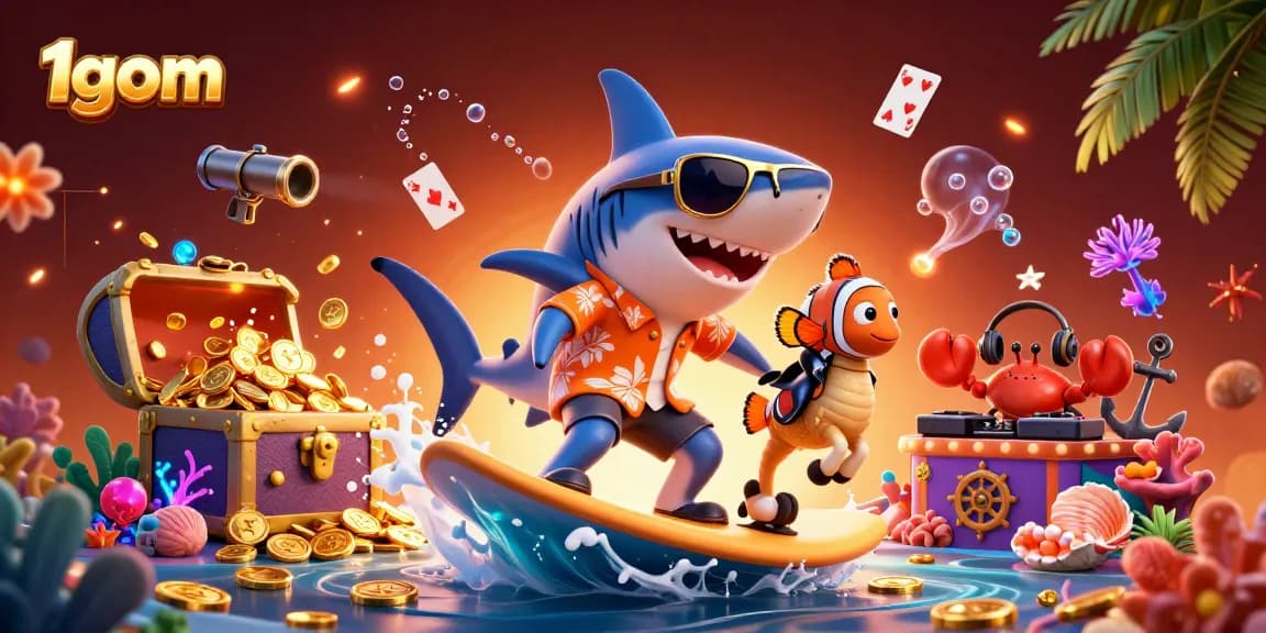 Engage with 1gom's vibrant adventures, as characters ride coins and challenge in diverse games.