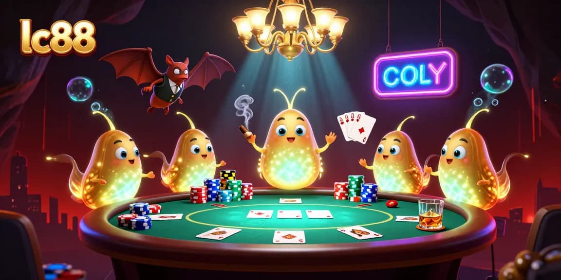 Experience lc88's vibrant casino atmosphere illuminated by glowworms and a unique bat dealer.