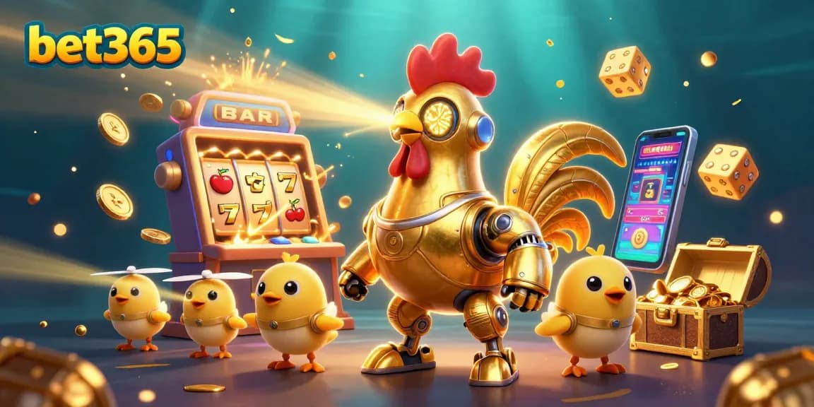 Engage in thrilling bets with bet365 as vibrant 3D characters and casino symbols create an exciting atmosphere.
