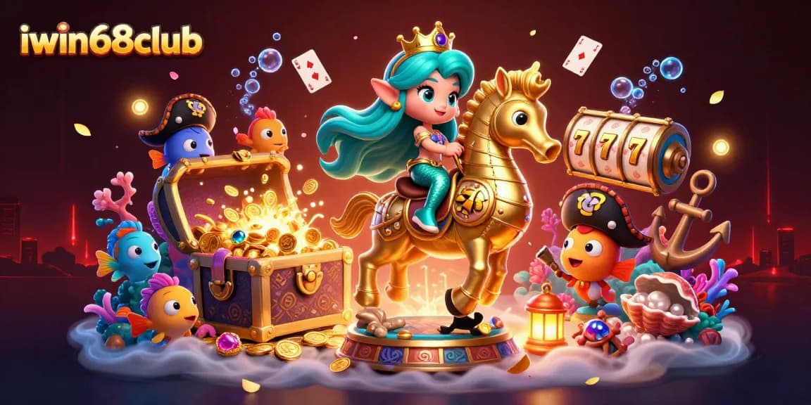 Experience thrilling gameplay with iwin68club's vibrant colorful underwater casino scene.