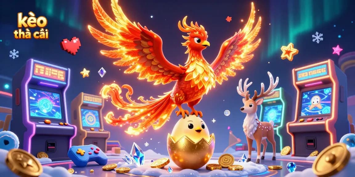 Engage in thrilling kèo nhà cái experiences with a vibrant scene of characters and dynamic gaming elements.