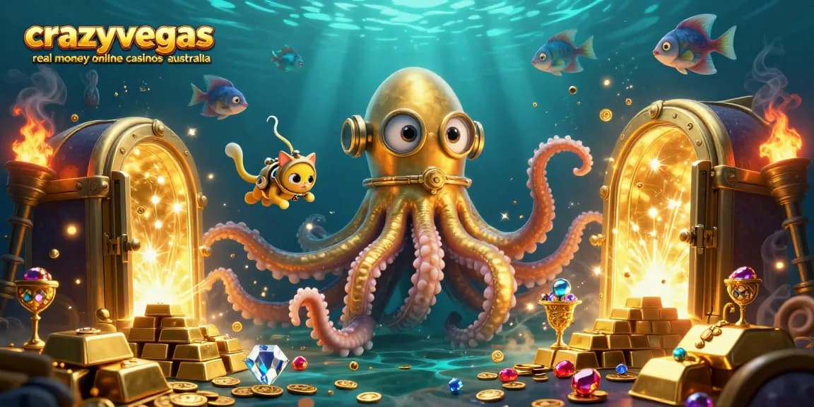 Engage with crazyvegas real money online casinos australia in a vibrant underwater treasure scene.