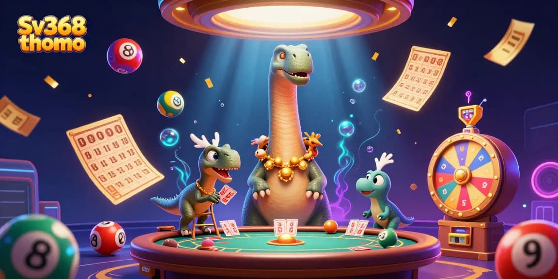 Engage in thrilling action with Sv368 thomo as the playful dinosaur interacts with casino elements.