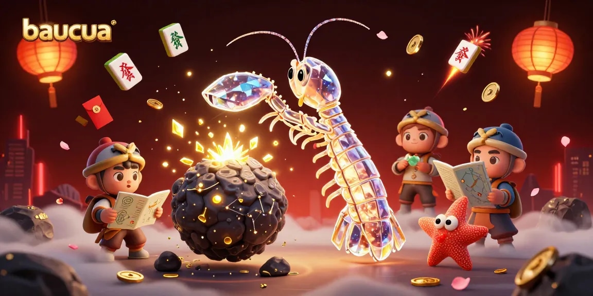 Baucua game features mantis shrimp and starfish amidst vibrant casino elements, highlighting dynamic gameplay.
