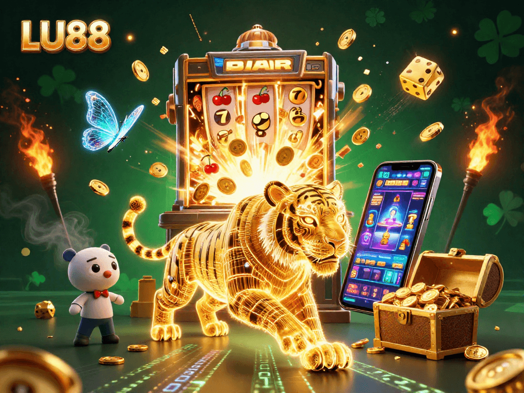 Experience the exciting world of LU88 with an energetic casino scene full of dynamic gameplay elements.