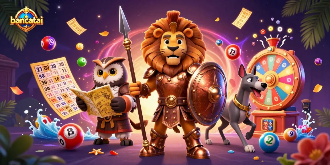 bancatai showcases an engaging 3D festive casino scene featuring lively lottery elements and characters.