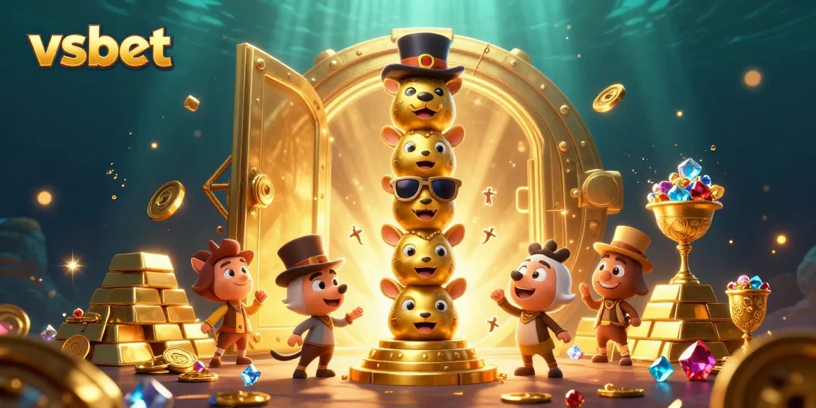 Experience thrilling action with vsbet in a vibrant casino scene featuring a golden totem pole.