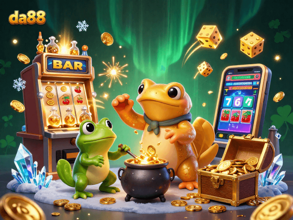 Experience da88's vibrant casino magic with golden alchemists turning luck into gold.