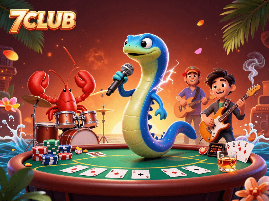 Engage with 7CLUB's thrilling casino atmosphere featuring a vibrant underwater scene with animated characters.