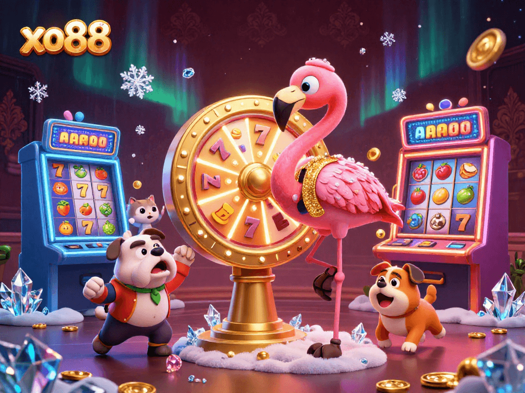 Win big at xo88 with exciting games during a vibrant casino showdown illustration.