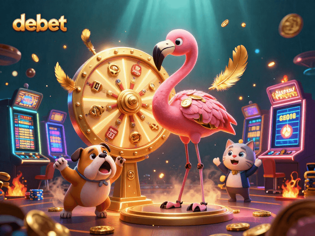 Experience the thrill of debet with a vibrant 3D casino scene featuring exciting characters and dynamic elements.