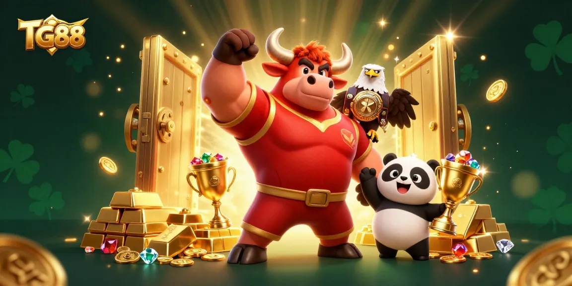Experience the thrilling action of TG88 with a lively 3D illustration capturing the excitement of casino games.