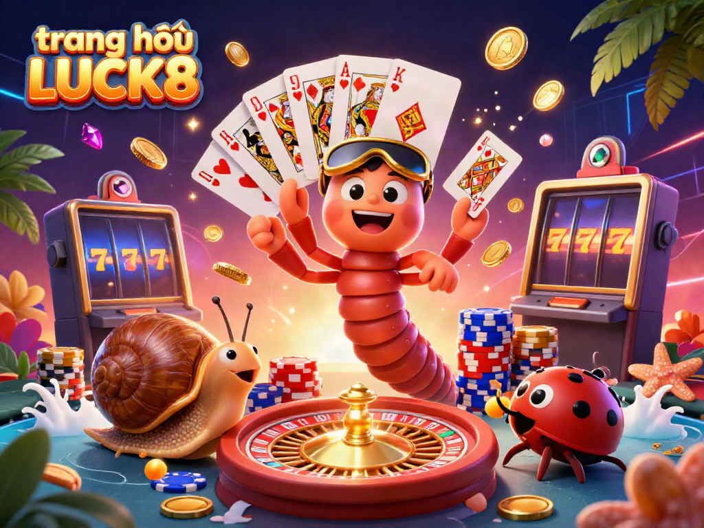 Experience the excitement at trang chủ LUCK8, featuring a lively casino scene with colorful characters in action.