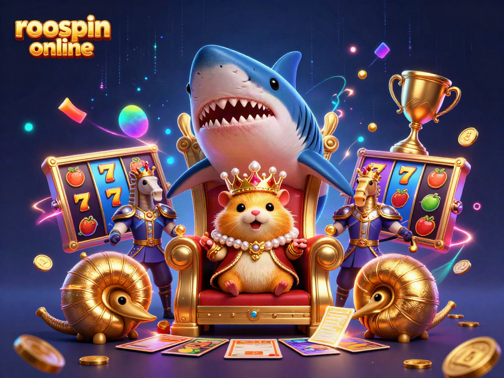 Experience thrilling gameplay with roospin online, featuring a golden hamster king and dynamic slot elements.