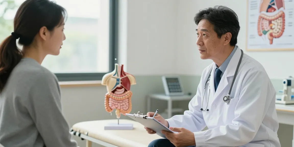 Consultation on hiatal hernia symptoms and treatment in a medical setting.