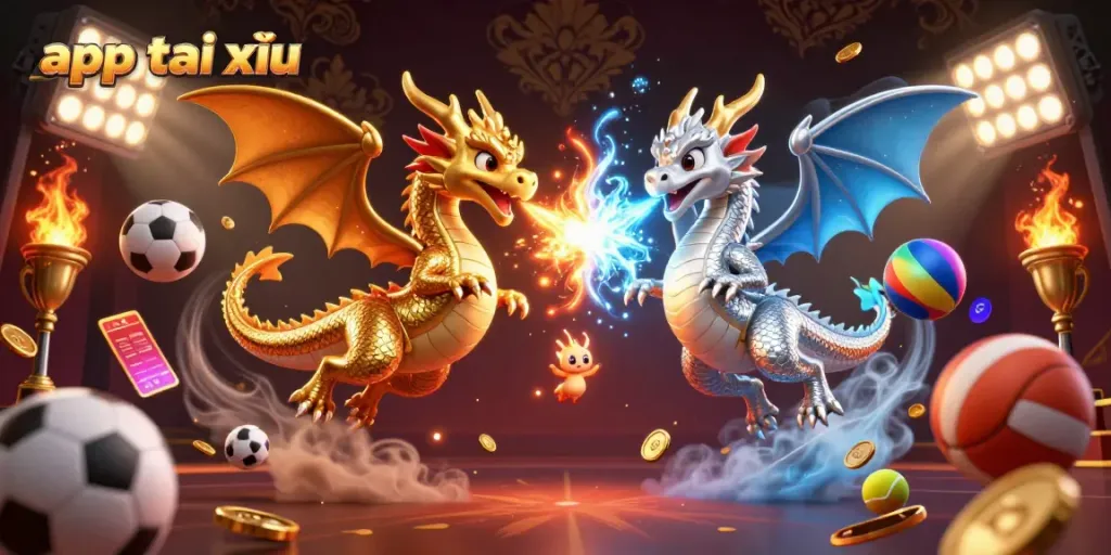 Engage in thrilling gameplay with the app tài xỉu, featuring dynamic dragons and vibrant sports elements.