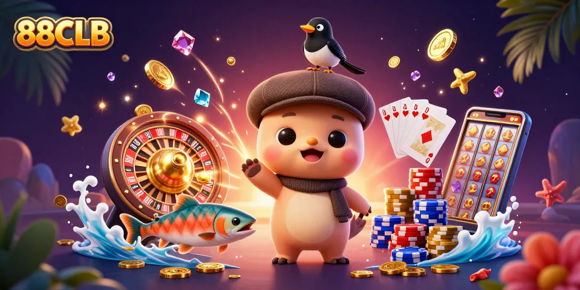Experience the excitement at 88CLB with playful characters and thrilling casino elements.