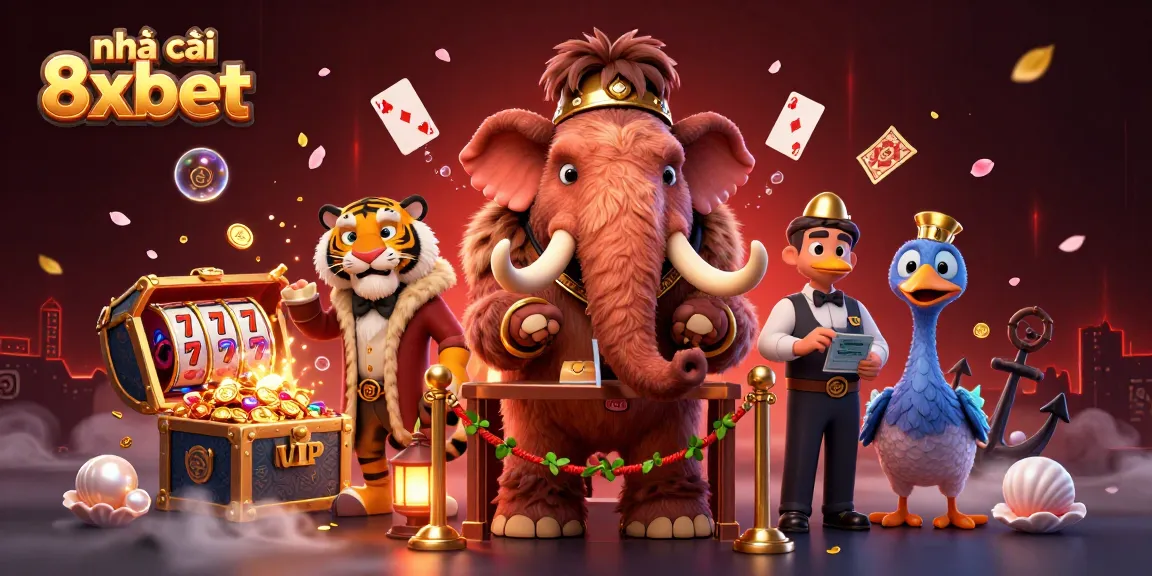 Experience excitement at nhà cái 8xbet with vibrant casino-themed characters and dynamic game elements.