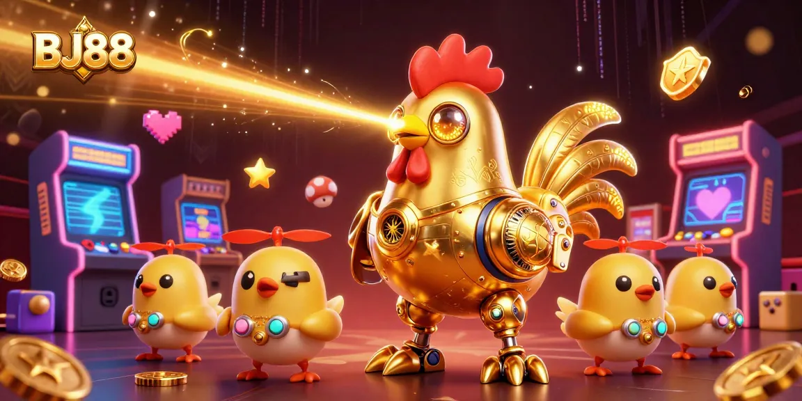 BJ88 takes center stage in a vibrant 3D casino scene filled with animated gaming elements and excitement.