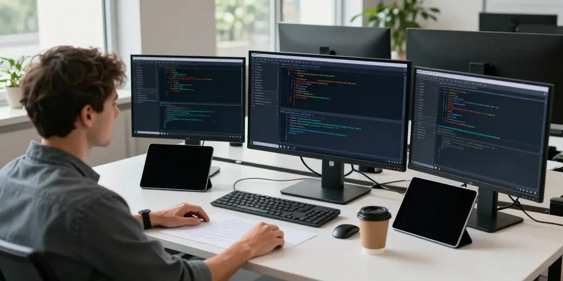Developer working on instant indexing solutions in a modern tech workspace.