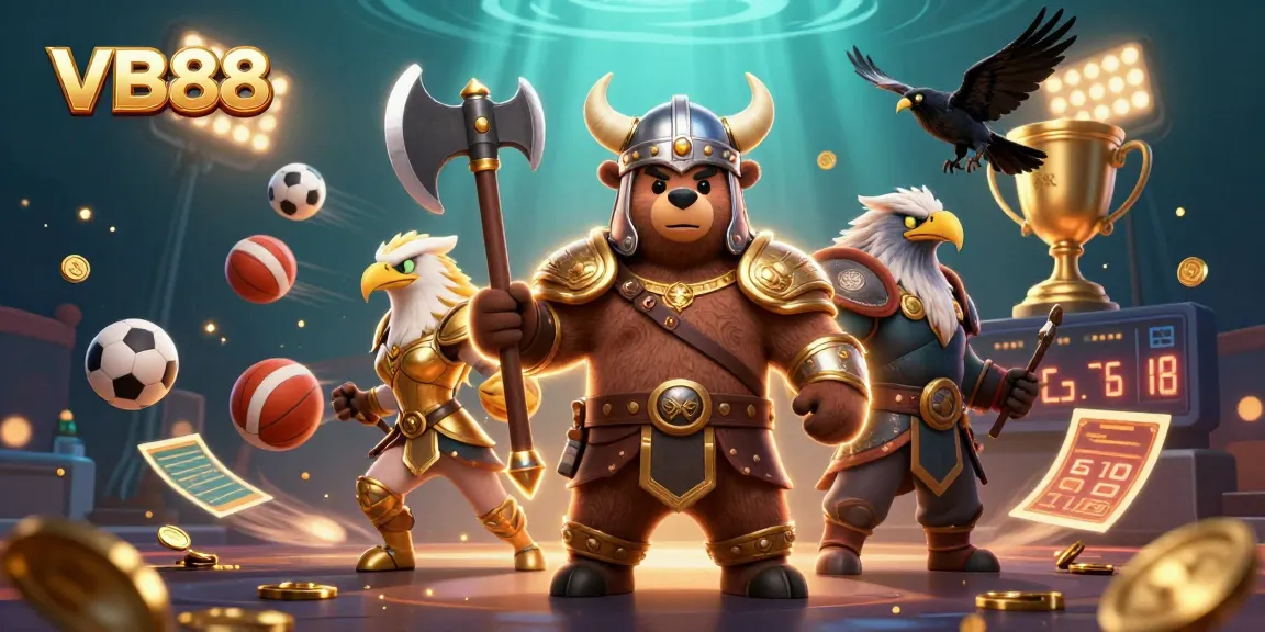 Engage with VB88 in dynamic casino adventures, featuring a Viking beserker and Valkyrie eagle.