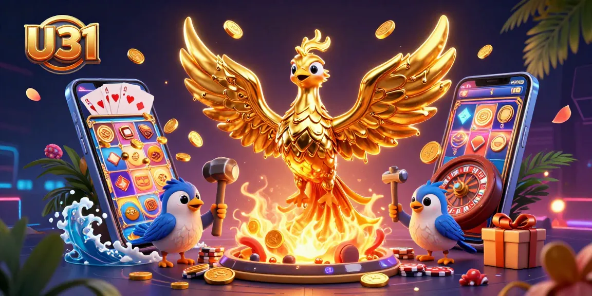 Explore thrilling U31 casino games with a molten phoenix symbolizing fortune and adventure.