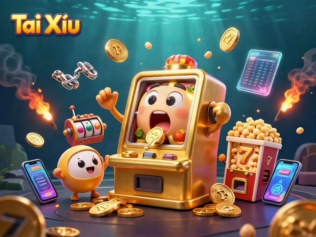 Tài Xỉu online slot machines celebrate wins with coin showers and vibrant game elements.