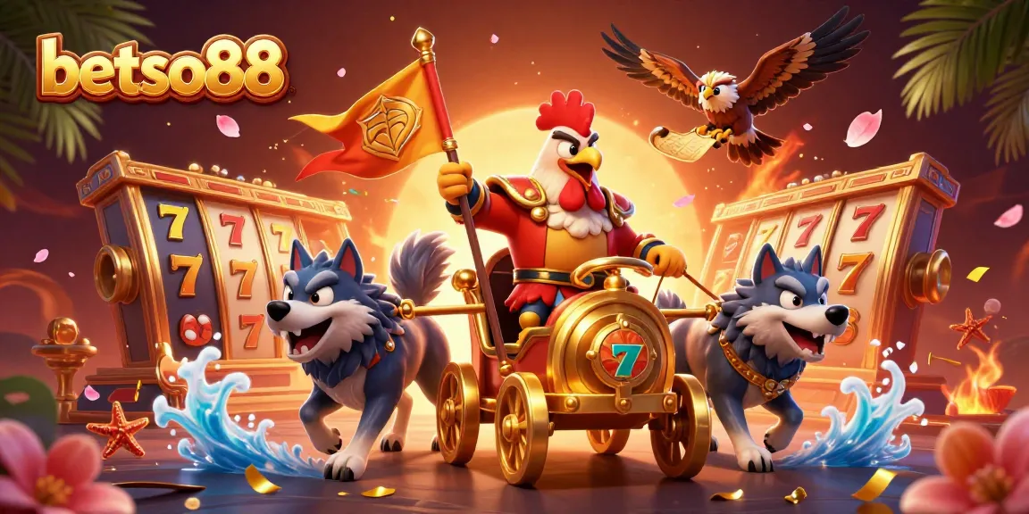 Join the action at Betso88 with a 3D illustration of exhilarating slots and animated characters!