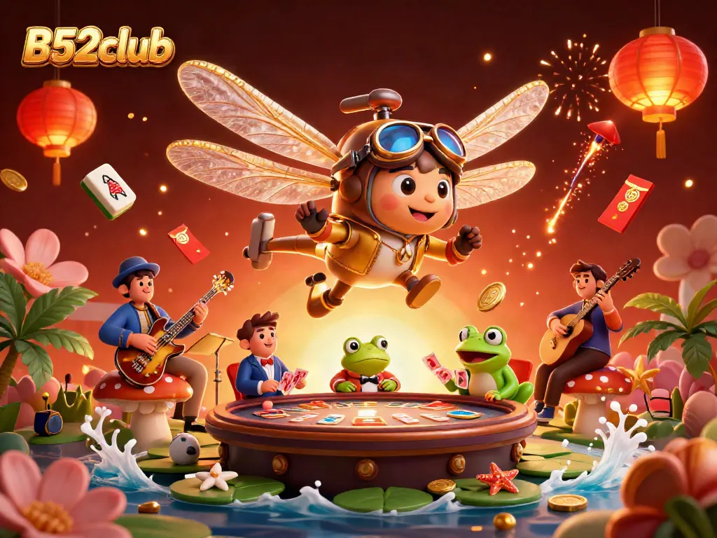 Experience thrilling gameplay with B52club in a vibrant 3D casino scene featuring captivating characters.