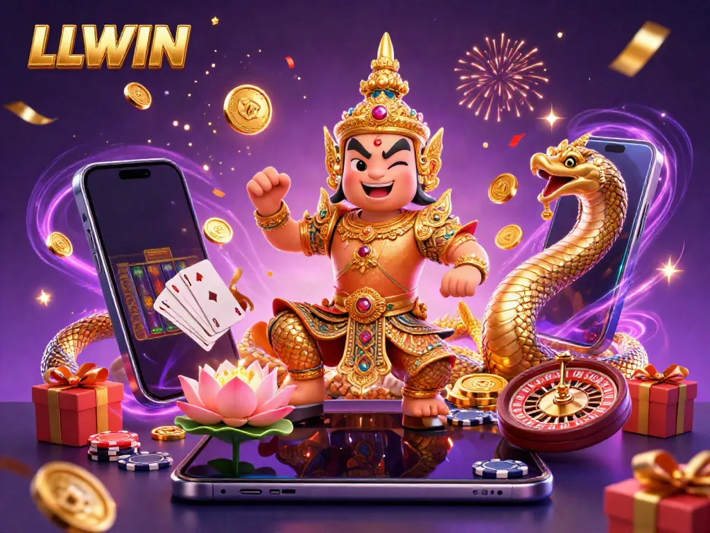 Experience the thrilling atmosphere of LLWIN’s online casino with vibrant characters and dynamic gaming elements.