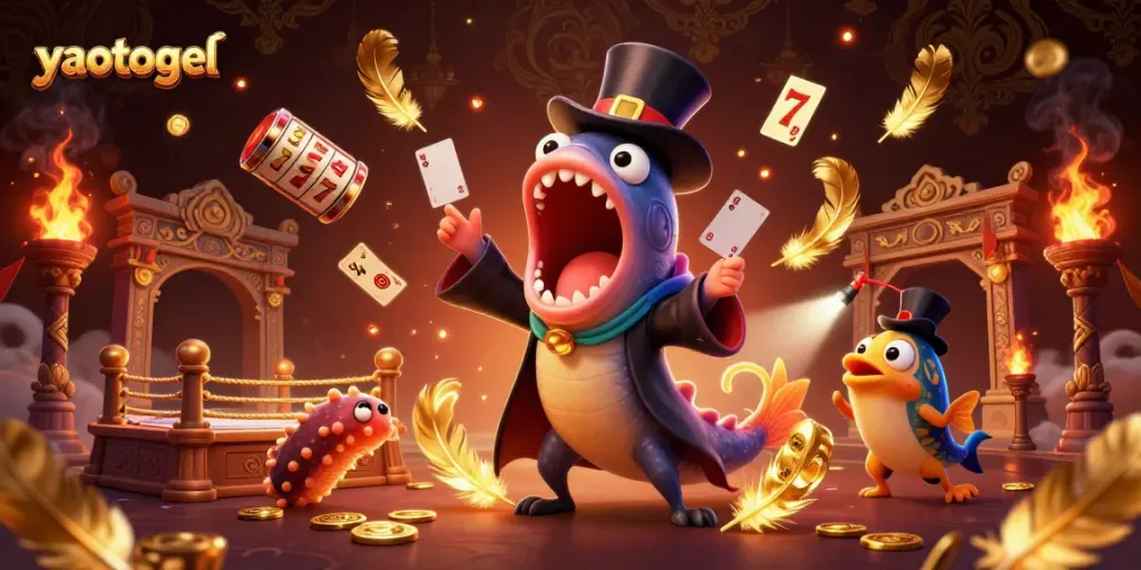 Engage in exciting gaming with yaotogel as deep-sea creatures amaze in a vibrant casino scene.