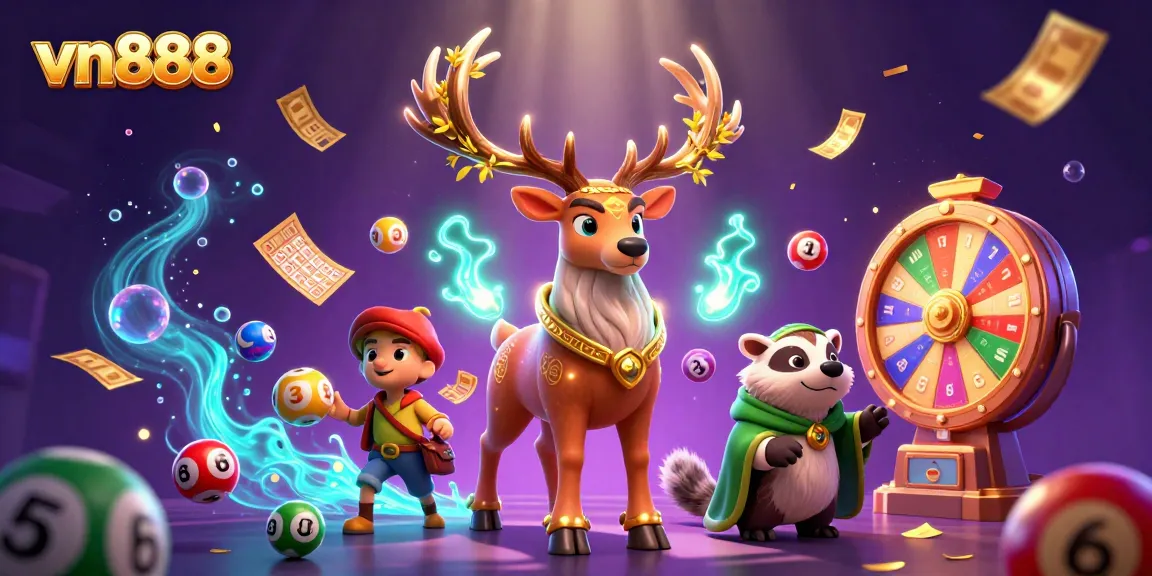 Engaging vn888 casino experience with colorful lottery elements and a whimsical Celtic theme.