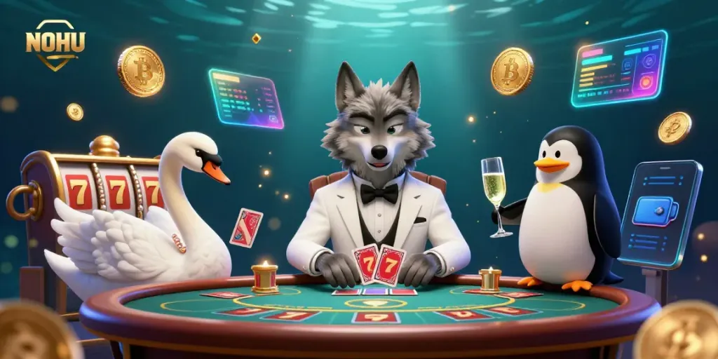 Experience thrilling gameplay at NOHU with vibrant slot reels and charming 3D characters.