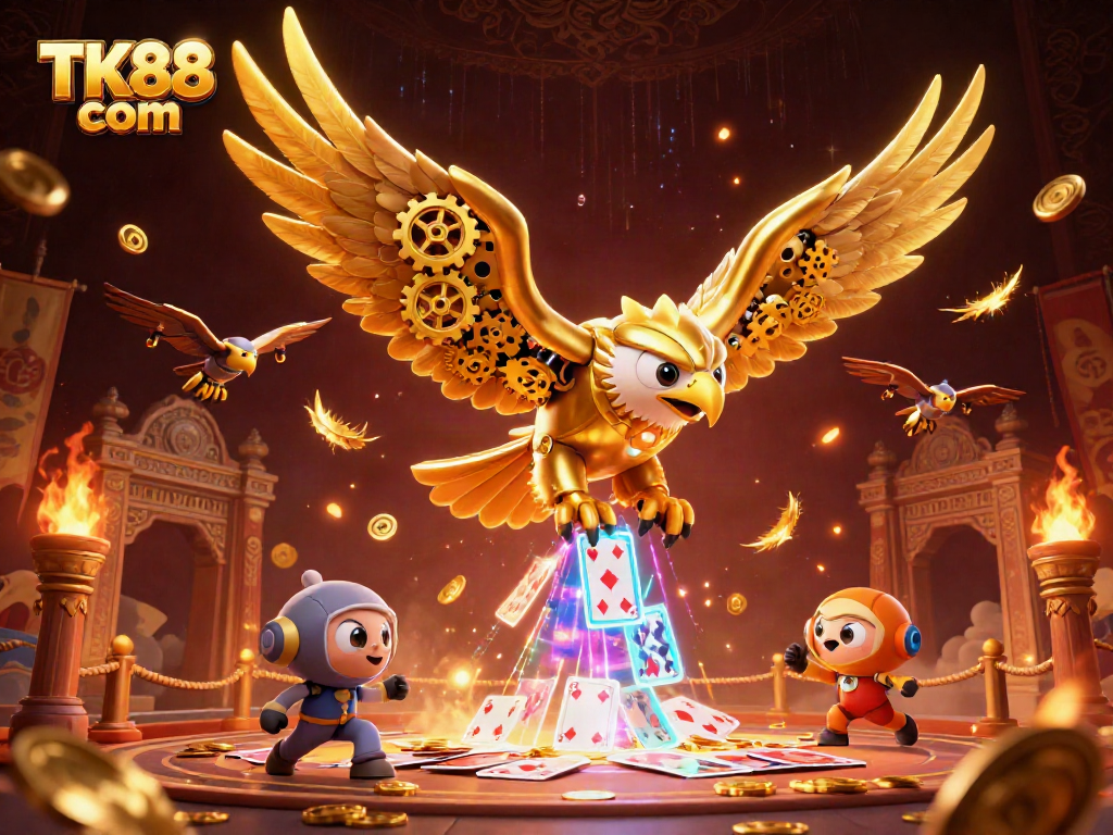 Experience the thrilling action at TK88 com with a dynamic scene showcasing vibrant casino elements.