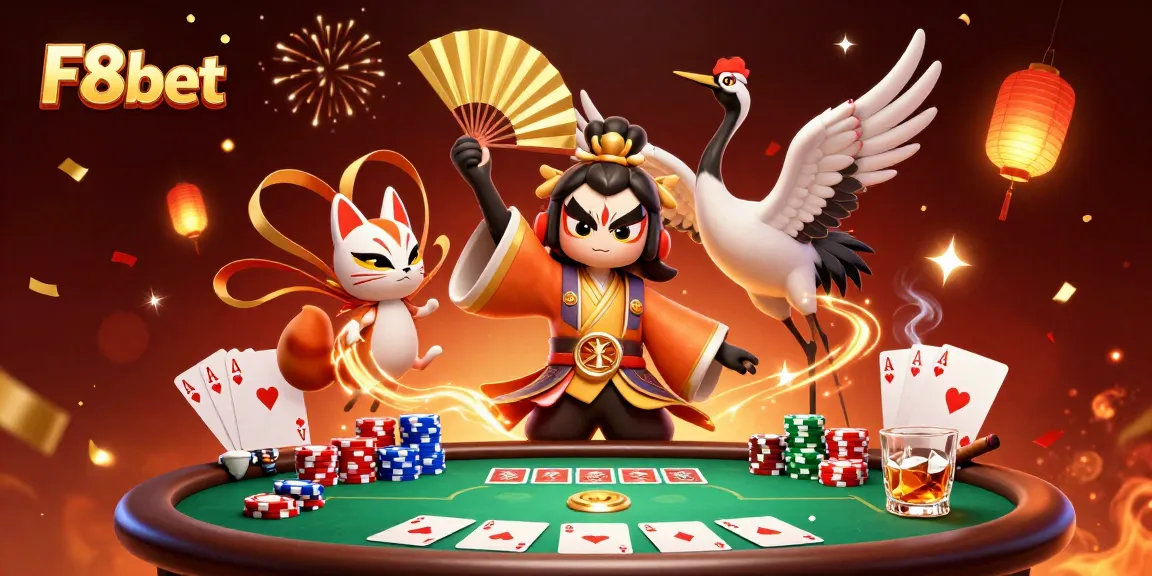 Experience thrilling poker action with F8bet featuring a vibrant 3D casino scene full of excitement.