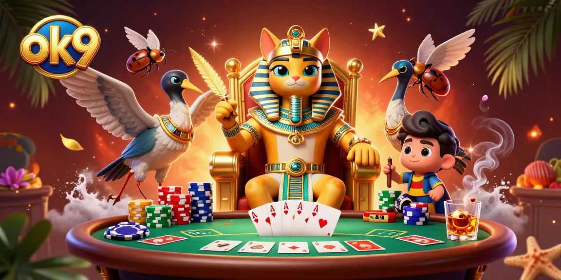 Engage in exciting gameplay at ok9 surrounded by a vibrant casino scene filled with rich elements.