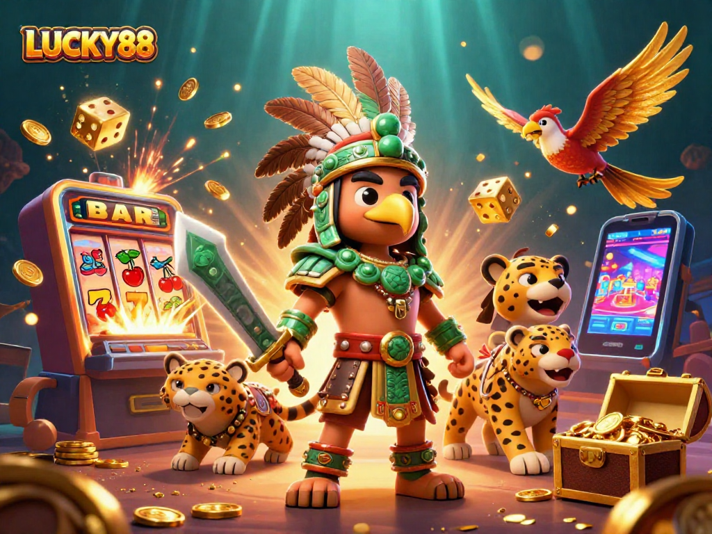 Experience the excitement of LUCKY88 with a vibrant scene showcasing casino adventures.