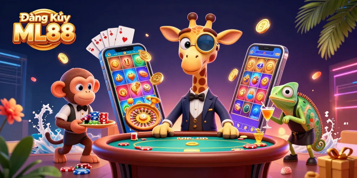 Experience gaming excitement with Đăng Ký ML88 featuring vibrant casino characters and dynamic action.