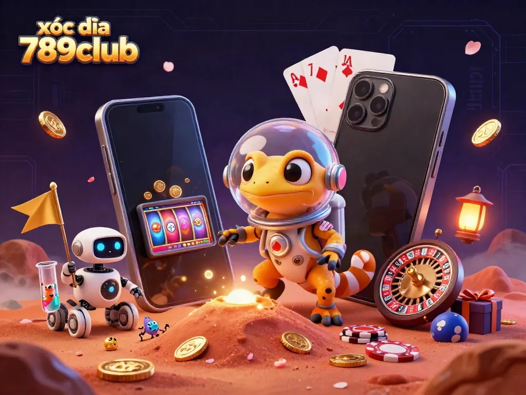 Experience the excitement of xóc đĩa 789club in this dynamic, visually stunning 3D casino scene.