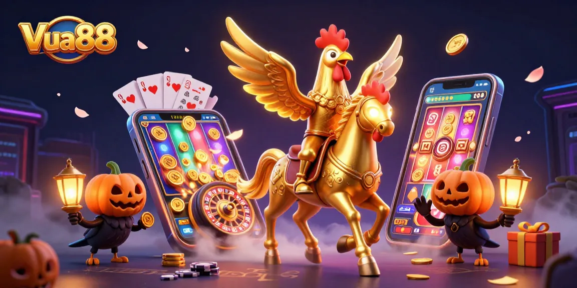 Experience thrilling wins with Vua88's dynamic casino game scene featuring vibrant 3D characters.