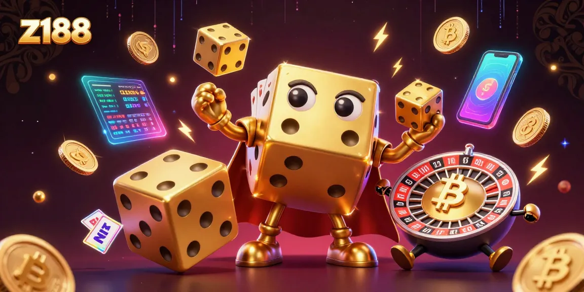 Experience thrilling gaming at z188 with vibrant digital illustration featuring casino elements.